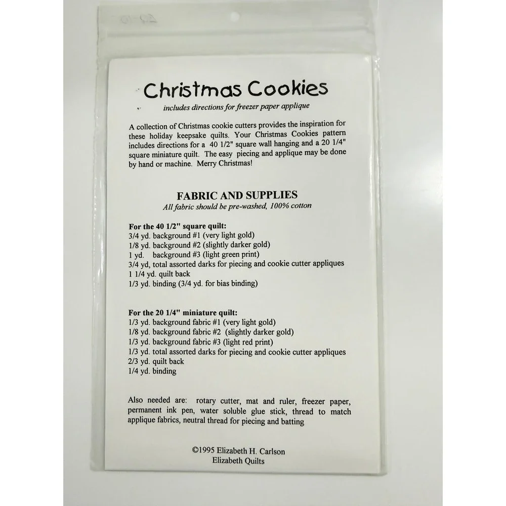 Elizabeth Quilts Quilt Pattern Unisex OS Green Christmas Cookies EQ1010 Vintage